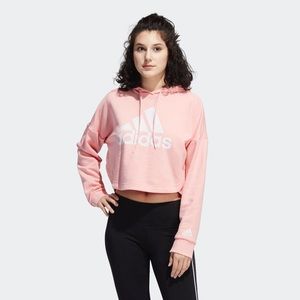 pink adidas cropped hoodie